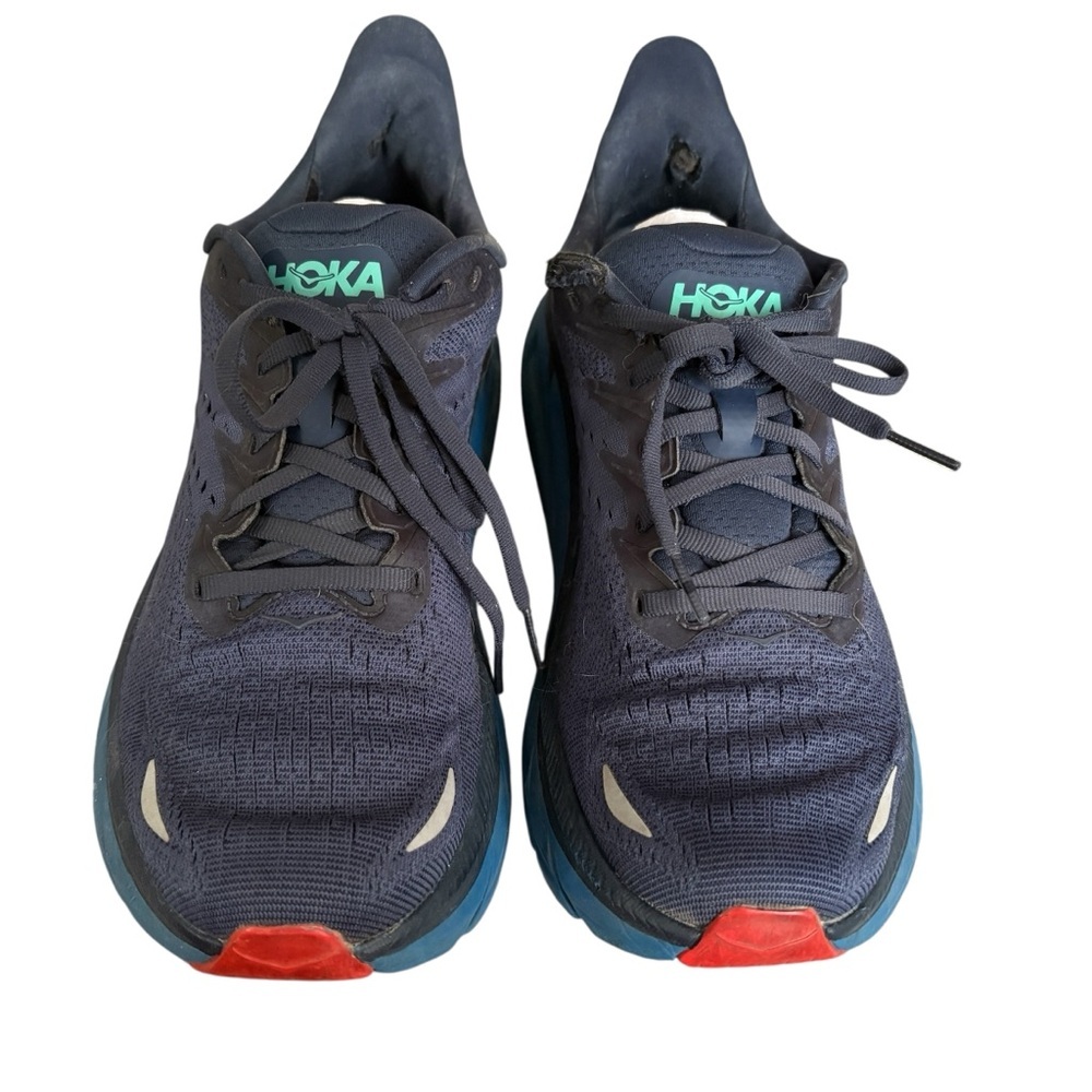Hoka Men's Clifton 8 Navy Red Running Shoes Sz. 9D